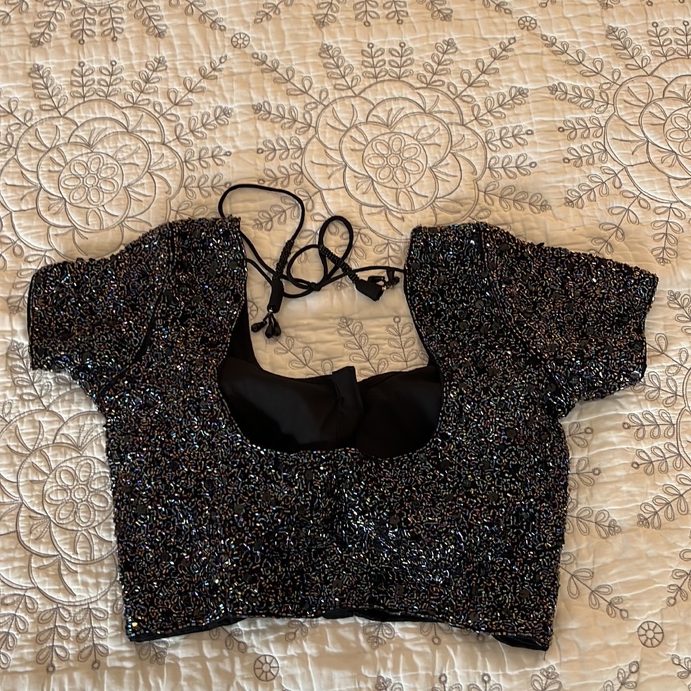 Jazz up saree or skirt with black beaded blouse. Size 32. New.